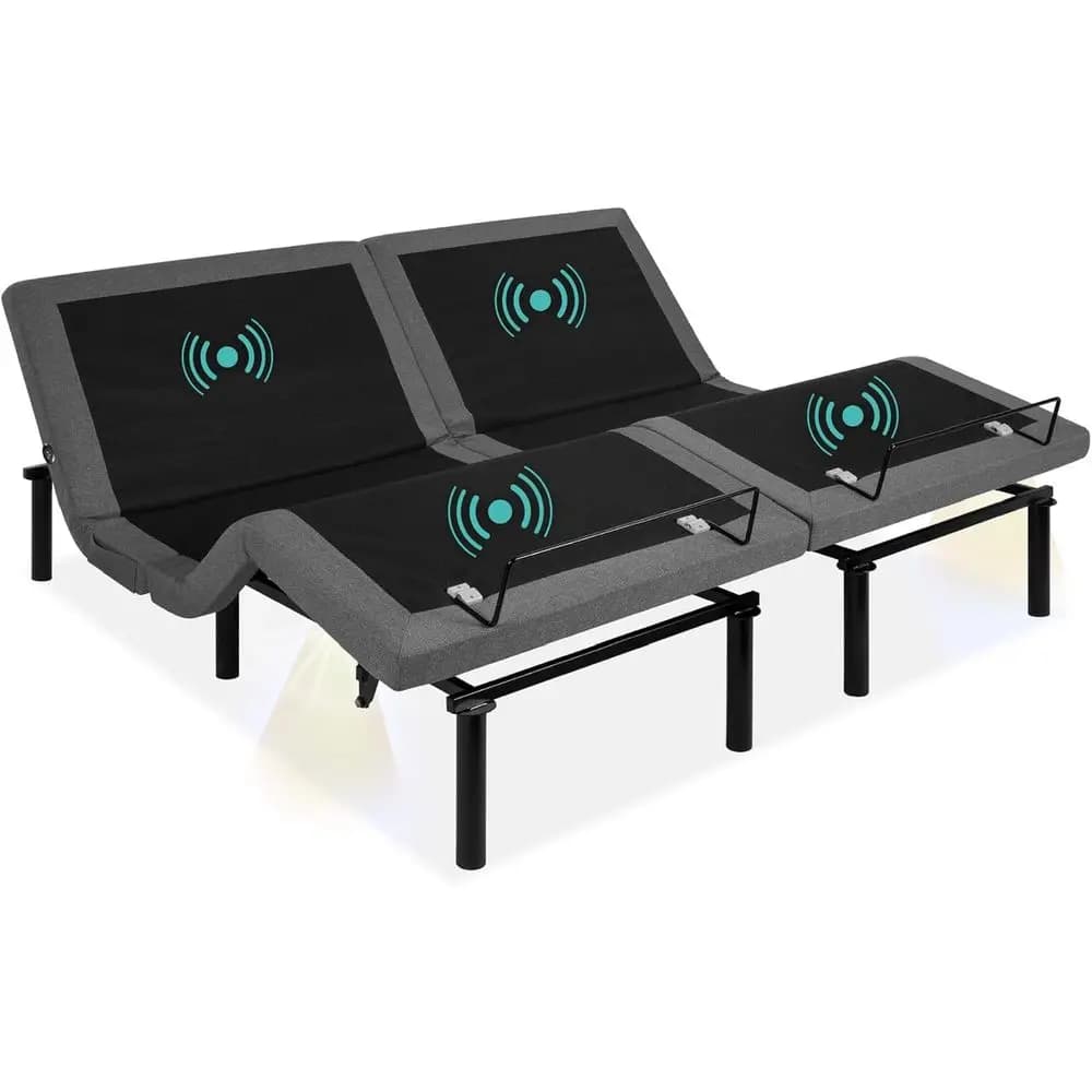 Letto Regolabile Wireless con Telecomando Ergonomico Split King con Luce Notturna, Massaggio, 2 Porte USB