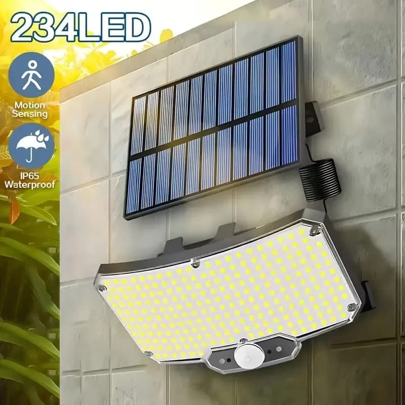 Luci Solari da Esterno 234LED con Sensore di Movimento, Lampada da Parete Super Luminosa con Telecomando, Impermeabile per Patio, Giardino, Garage, 1~2 Pezzi