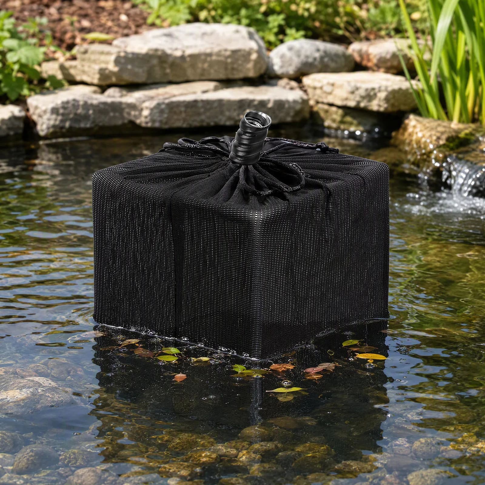 Pond Filter Bag with Rigid Frame Drawstring High Flow Nylon Mesh Koi Pond Outdoor Pump Strainer Reusable