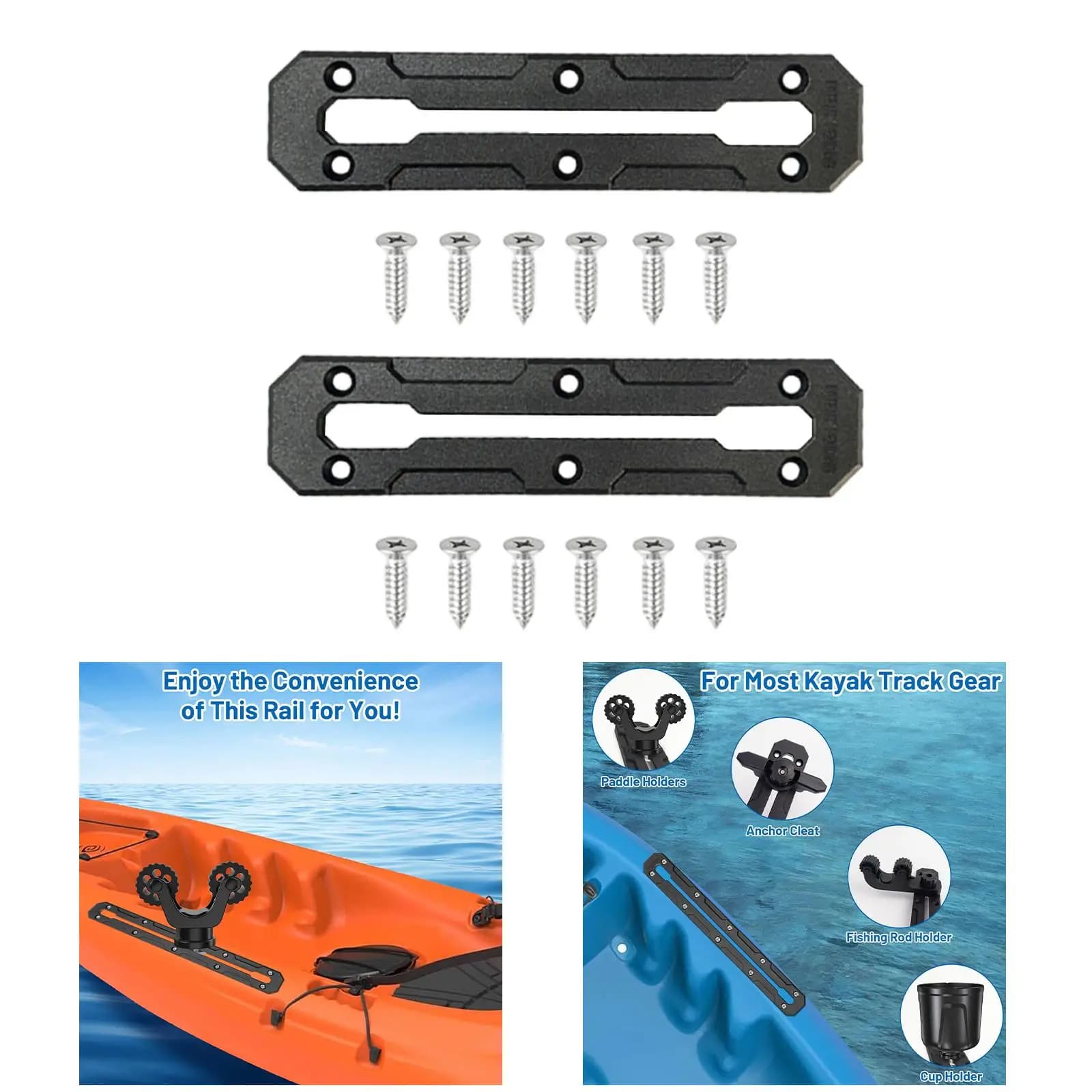 2x Kayak Track Portable Accessory for Anchor Cleats Boating Equipment Paddle