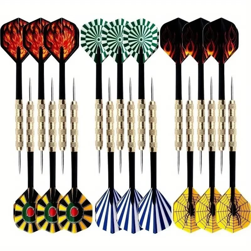 18 pcs of professional darts combination with steel tips durable and improved accuracy suitable for training and competition