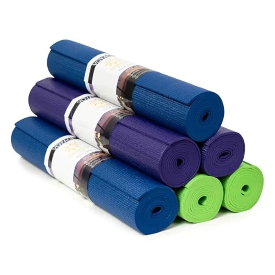 Tappetini Yoga Voyage, Confezione da 6, 72 x 24, Professionali per Studio e Palestra, Tappetini Yoga Spessi 5mm, Resistenti, Antistrappo, Antiscivolo, per Fitness ed Esercizio