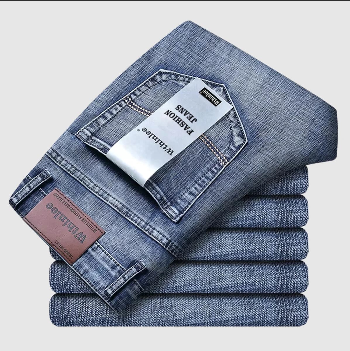 Wthinlee New Men's Jeans Business Casual Elasticized Fashion Classic Blue Black Denim Pants Workwear Male