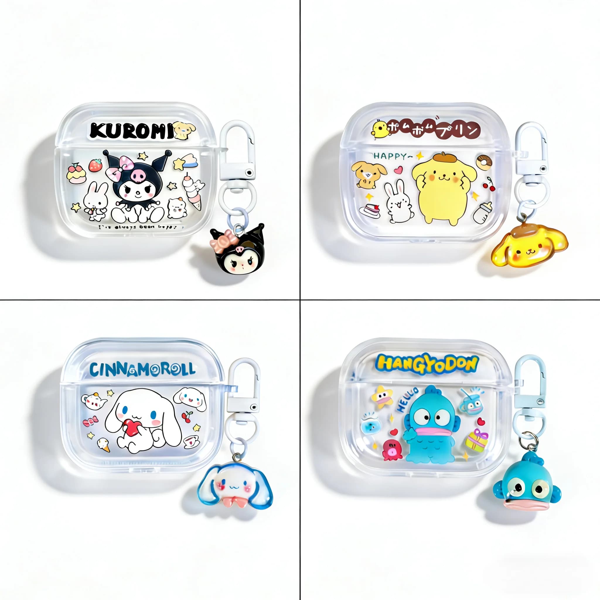 Protective Case for Airpods 4,2,3,Pro3,Pro2, Design Anime Hangyodon and Cinnamoroll