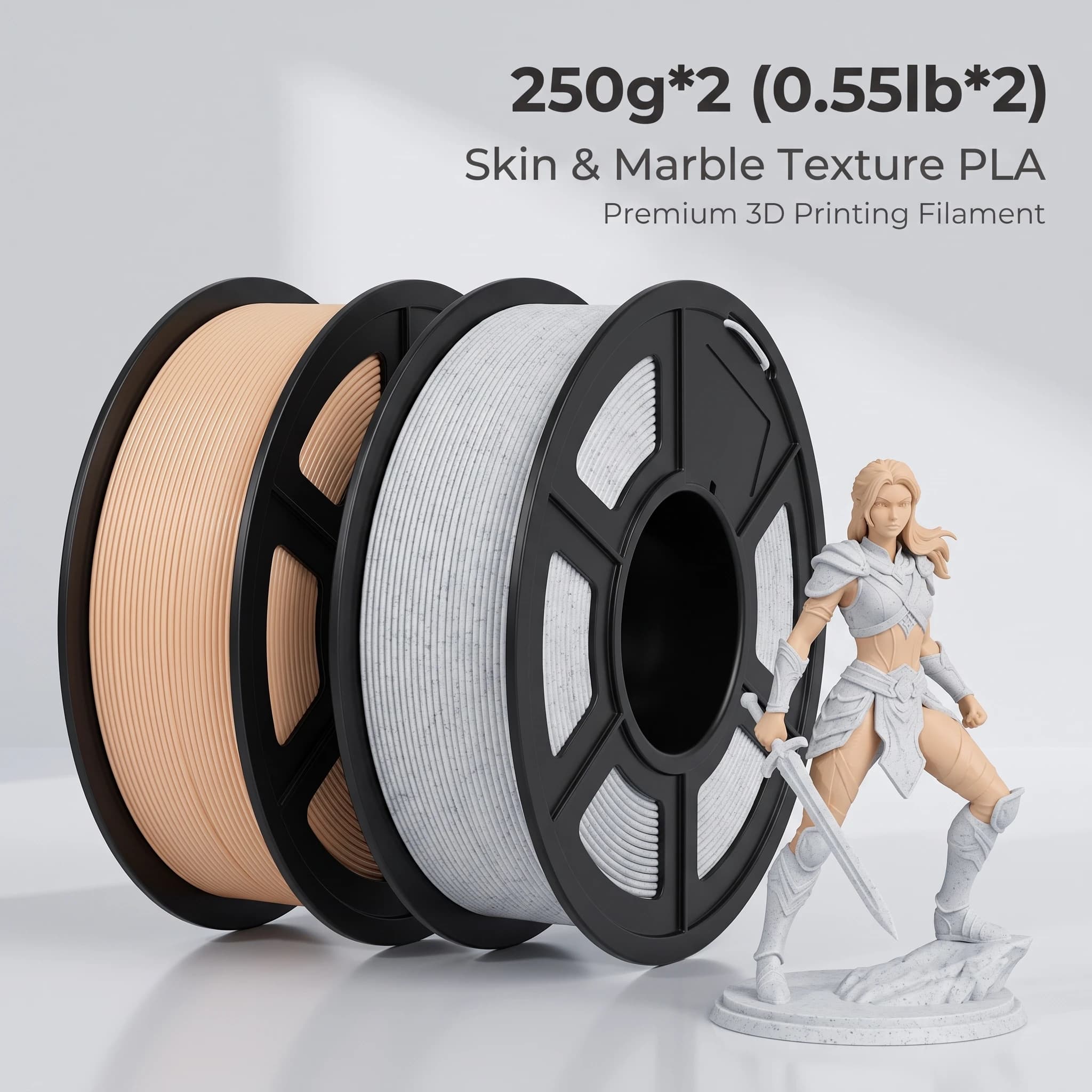 1.75mm Skin Marble PLA Filament Tolerance +/-0.02mm 2pcs Cardboard Spool Fit Most FDM Printers Optional 250g 500g 1000g