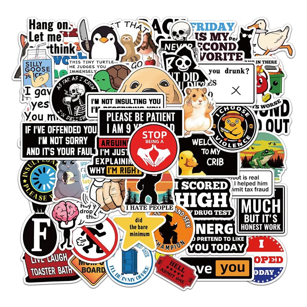 50 adesivi scherzo meme adesivi graffiti personalizzati adesivi decorativi per bagagli notebook adesivi per skateboard per auto