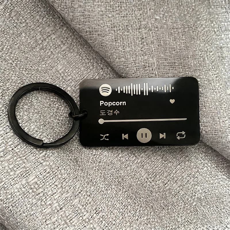 Custom Scannable Spotify Song Code Keychain Black Stainless Steel Fadeless Music Singer Blessings Personalized Key Ring Gift
