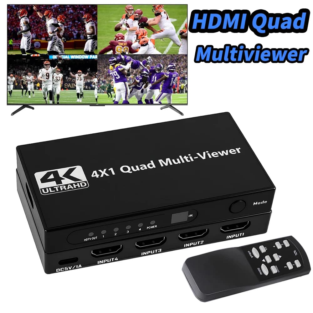 Multiviewer HDMI 4K Multiviewer quad HDMI con interruttore HDMI continuo 1080P 4 in 1 uscita Multi visore HDMI Hub switcher continuo