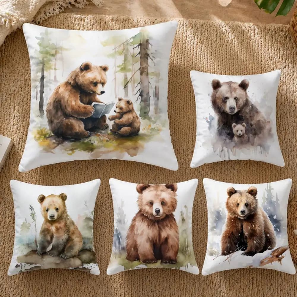 Fodera per cuscino decorativa Fashion HHoney Bear con stampa orsetto, per divano, letto, casa, 50x50 45x45 40x40