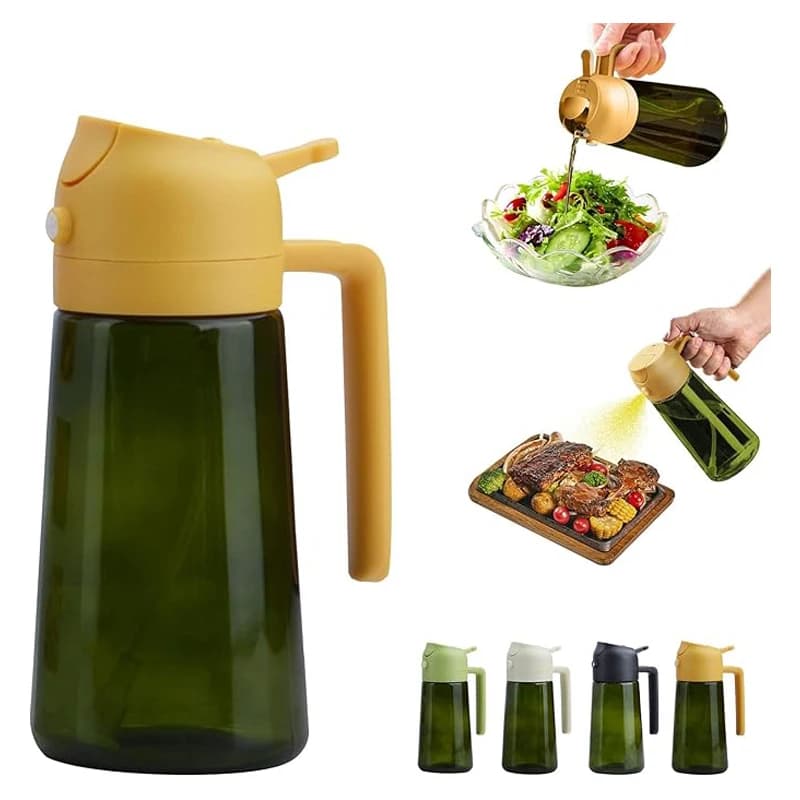Spruzzatore per Olio d'Oliva da 470ml, Grado Alimentare, Doppio Uso, Dispenser in Vetro Oscurato, per Cucina, Friggitrice ad Aria, Barbecue e Insalate