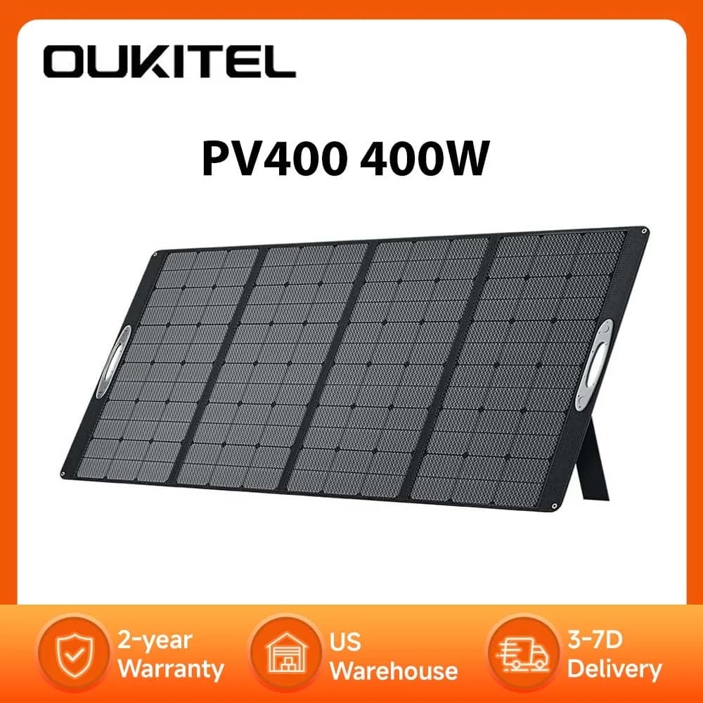 OUKITEL PV400 Pannello Solare Portatile da 400W per Power Station, Generatore Solare P2001, Caricatore Solare Pieghevole per Camper, Campeggio, Alimentazione