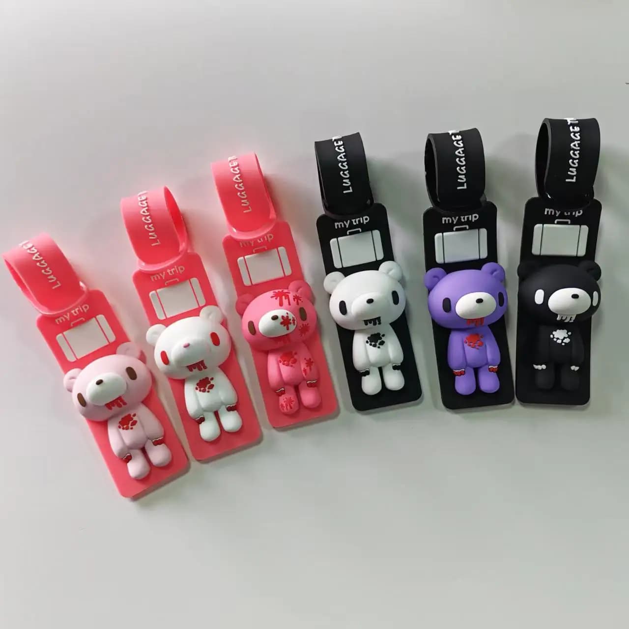 Cute Cartoon Bear Silicone Luggage Tag, Anti-loss Suitcase Identifier, Adjustable Strap Travel Backpack Name Tag Accessory