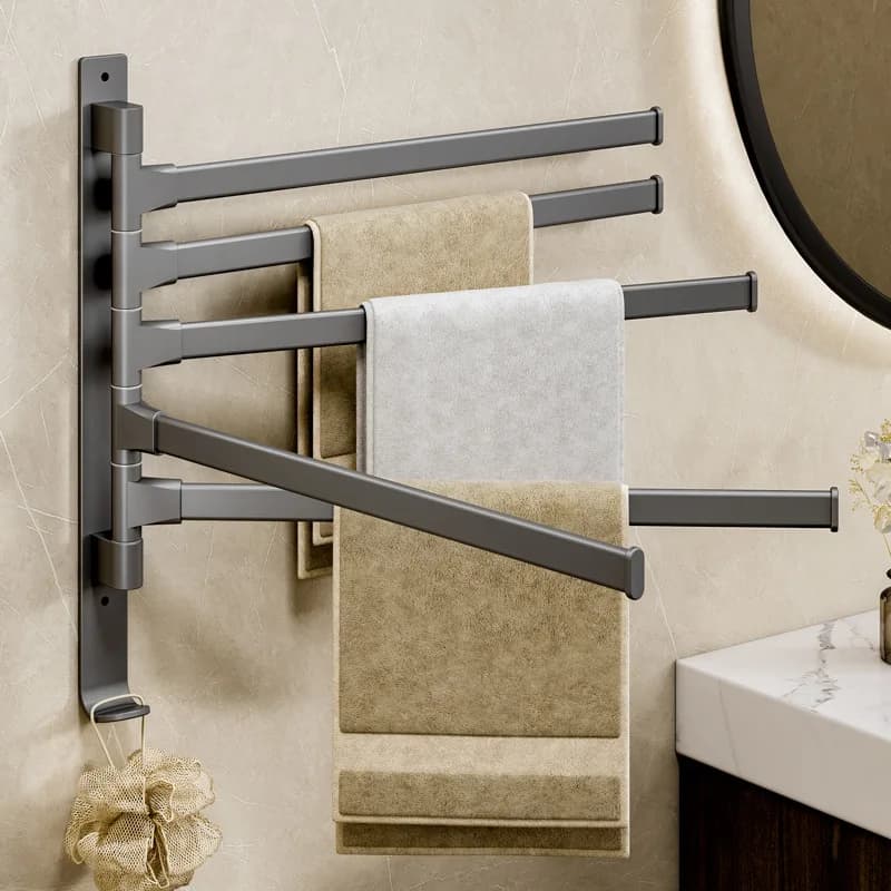 Portasciugamani rotante da bagno Portasciugamani in ferro non perforato montato a parete per prodotti per la conservazione del bagno domestico