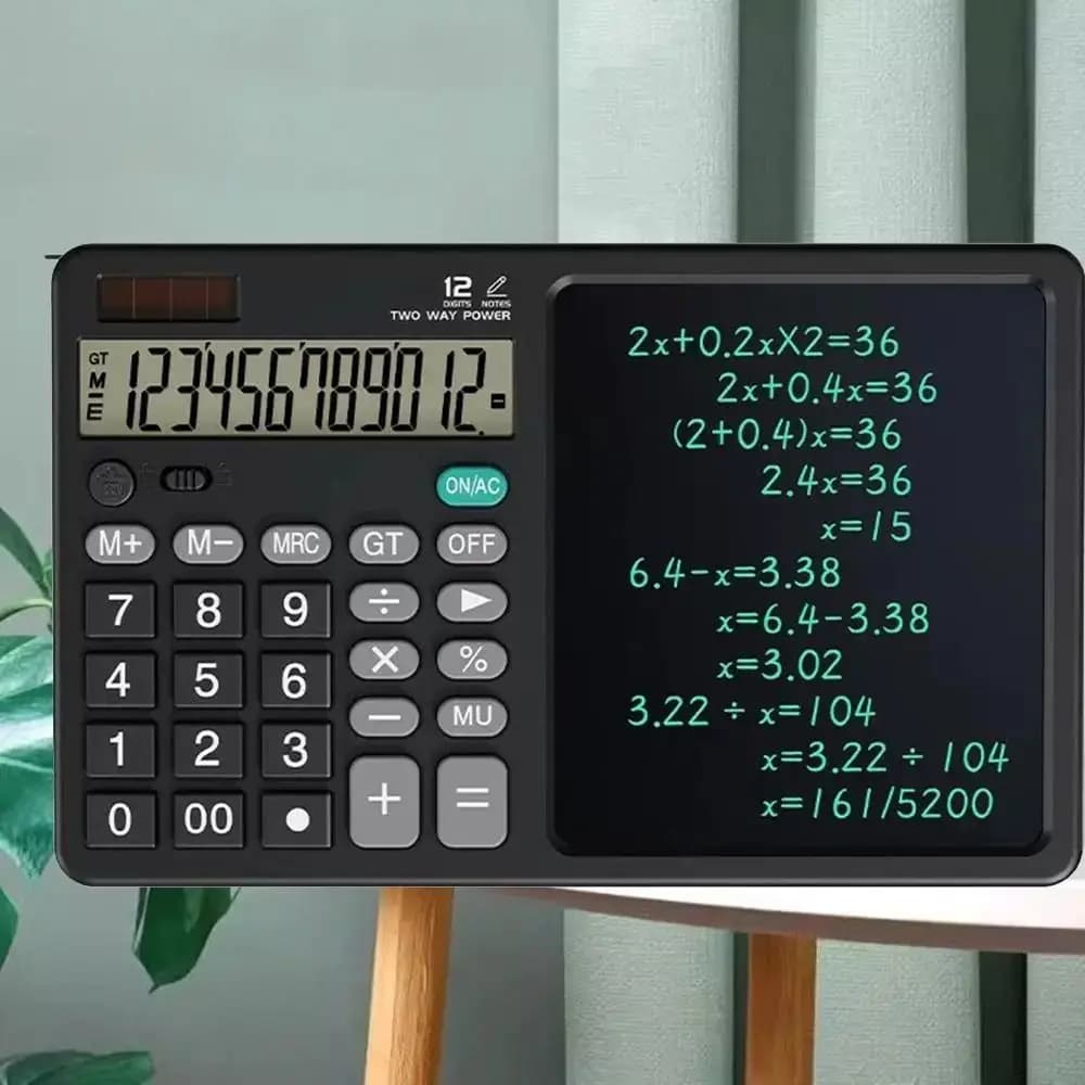 Calcolatrice Scientifica 2in1 Portatile con Tavoletta Grafica LCD Cancellabile, Ampio Display, Tablet Digitale Multifunzionale per Scrittura