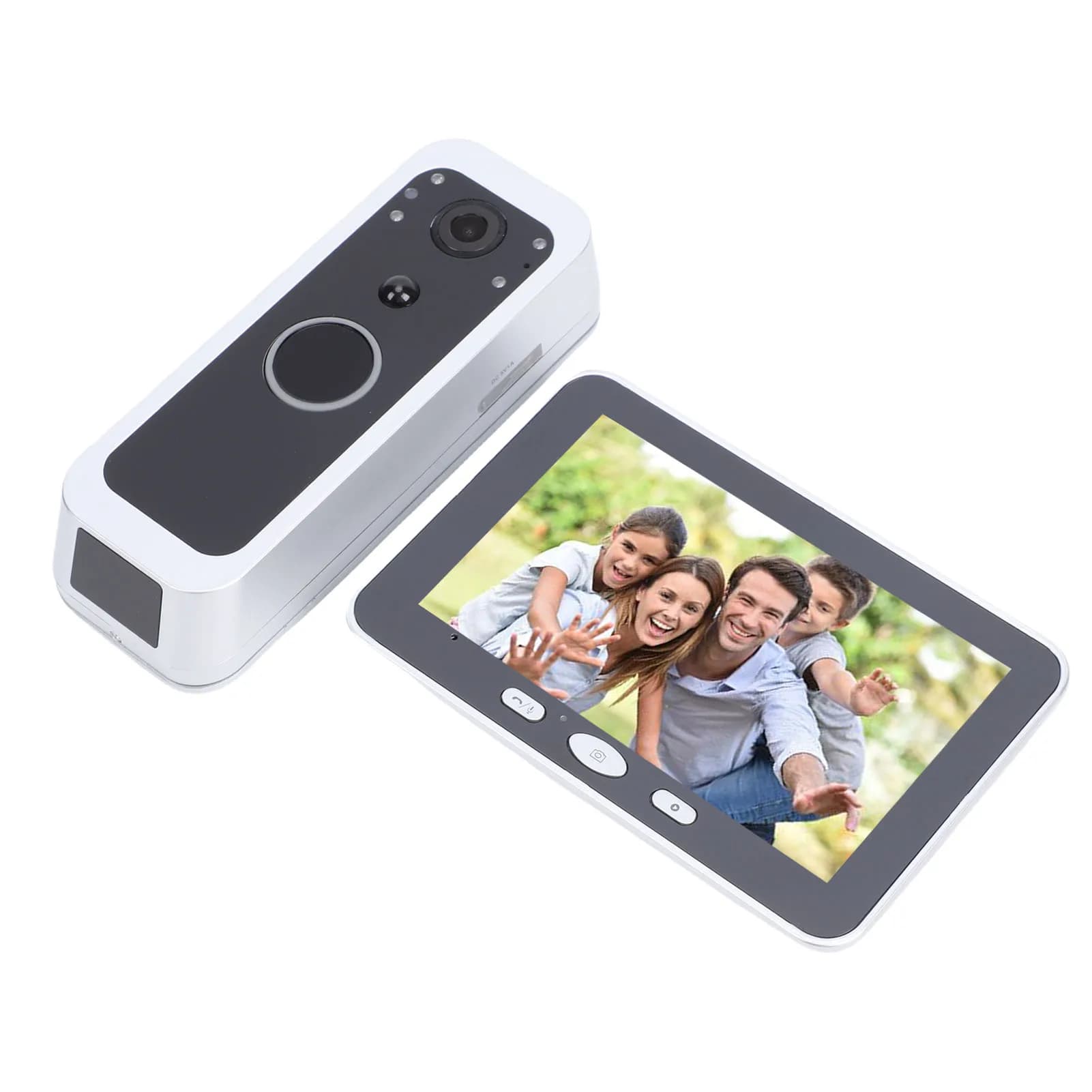 Videocitofono WiFi con Display da 5 Pollici, 1080P, Angolo di Visione di 150 Gradi, Rilevamento Movimento PIR, Monitoraggio Remoto tramite APP, Audio Bidirezionale