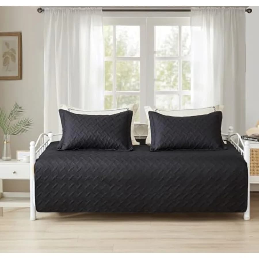 Set Copriletto Matrimoniale 3 Pezzi, Trapuntato su Due Lati, Stampa Geometrica, Copriletto Cozy per Divano Letto