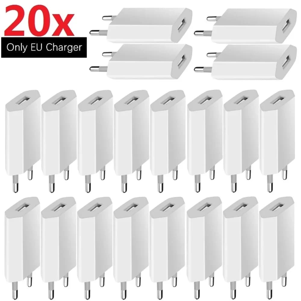 10/20 Pz Mini Portatile 5 V 1A Eu AC Usb Caricatore Da Parete Adattatore Per IPhone 7 8 13 14 Samsung Huawei Xiaomi Spina del Caricatore