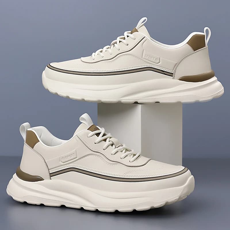 Men's Black Sneakers Spring Outdoor Running Sports Shoes Men Light Platform Trainers Men Fashion Leather Walking Sneakers Men