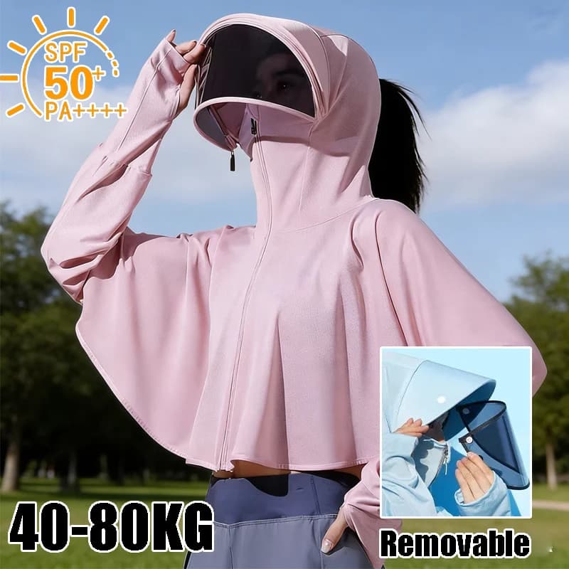 Women's Breathable Silk Hoodie, UV Protection, Perfect Light Jacket for Spring-Summer