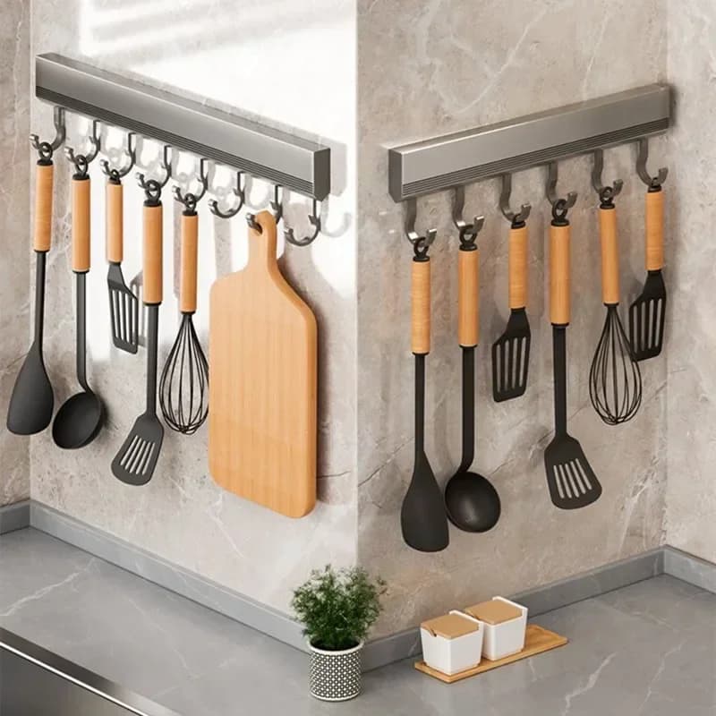 Ganci in lega di alluminio Rack a parete Utensili da cucina senza trapano Portaoggetti da bagno Accappatoio Asciugamano Appendiabiti