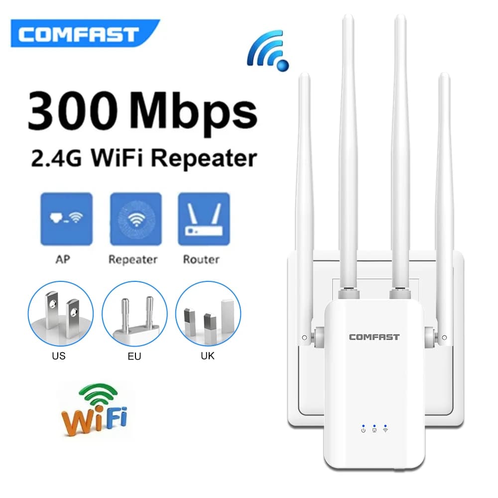 Comfast 2G 300Mbps Ripetitore WIFI Repetidor 4 Ad Alto Guadagno Antenna A Lungo Raggio De Sina Router Extender Roteador Amplificatore Wifi Booster