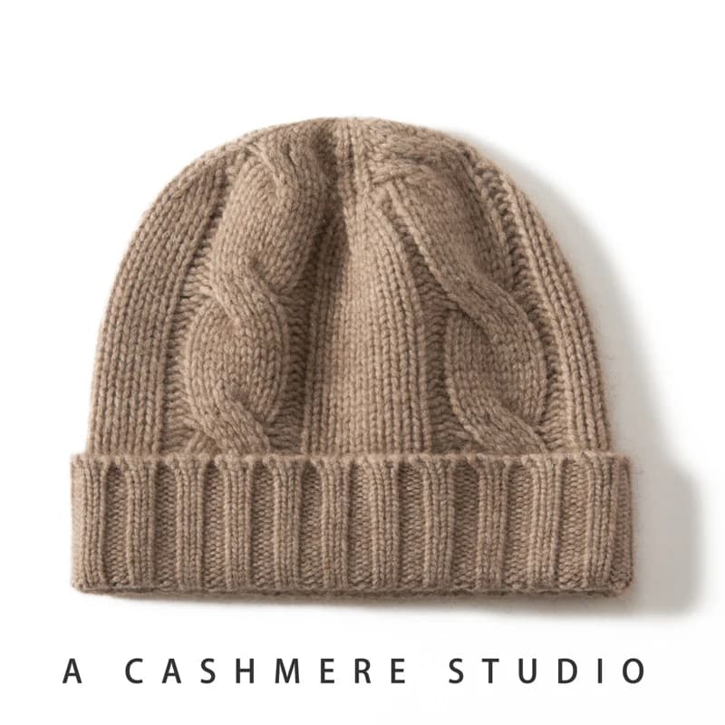 DjzDsm Unisex Twisting Thick Cashmere Beanies Winter New High Quality Soft Keep Warm 100% Cashmere Hat Casual Caps for Women