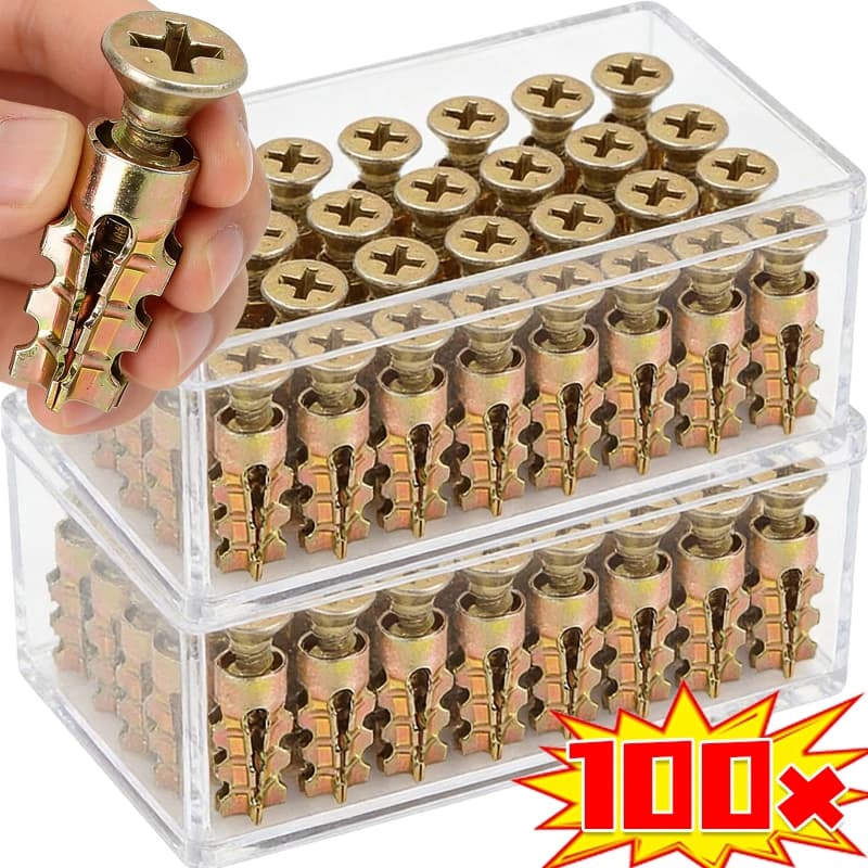 100/5set 6×14mm Self Tapping Screws Drilling Plug Metal Expansion Tube Pipe Bolt for Concrete Drywall Anchor Fasteners Wholesale