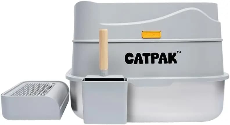 Lettiera per Gatti in Acciaio Inossidabile con Coperchio Rimovibile – Lettiera Chiusa Grande con Ingresso Frontale e Superiore, Include Coperchio