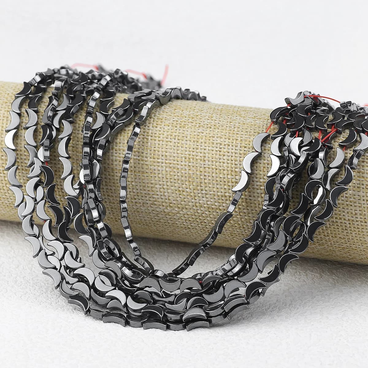 Natural Stone Moon Shaped Hematite Beads Loose Spacer Beads For Jewelry DIY Bracelet Necklace Earrings Accessories 8×4mm 52pcs