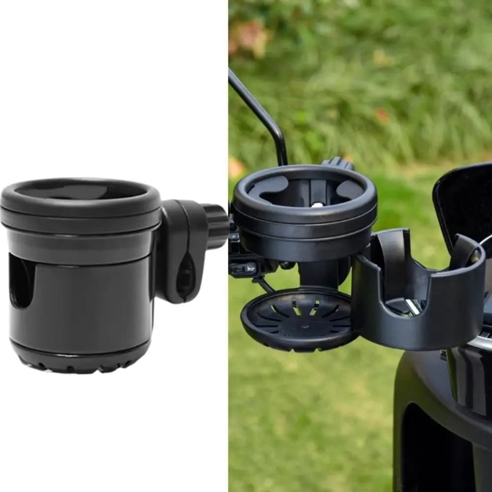 Portabicchieri per passeggino girevole 2 in 1 Portabottiglie universale per passeggino con supporto nero Carrello antiscivolo Portabevande Passeggino