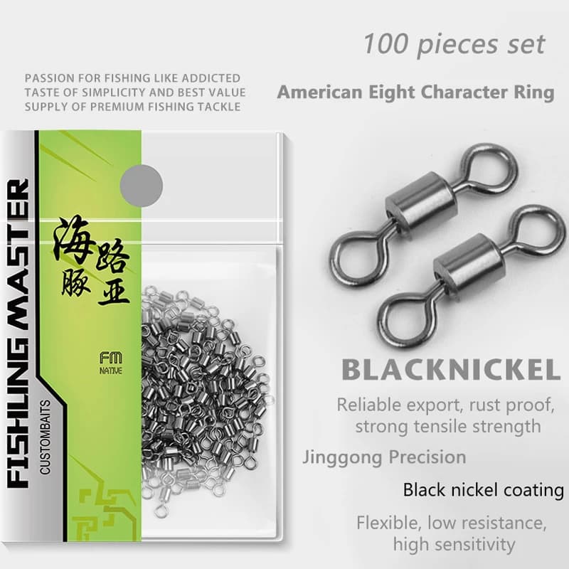 ★▲100Pcs Fishing Swivels Stainless Steel Rolling Swivels Fishing Line Connector Micro Swivel Fishing Lure Solid Ring Swivel