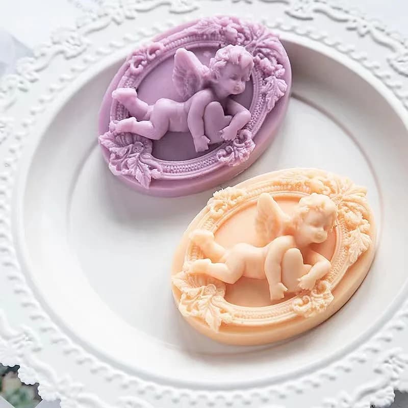 3D angelo bambini a forma di stampo per sapone in Silicone fatto a mano ovale gesso sapone resina fare torta cioccolato candela stampo regalo artigianato decorazioni per la casa