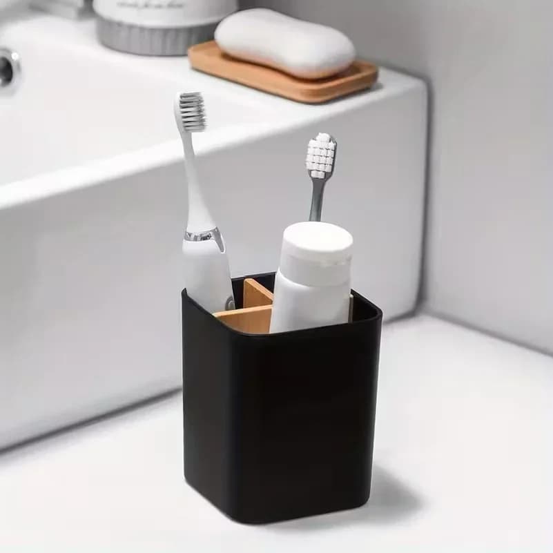 Bathroom Organizer Made of with Three Compartments for Toothbrushes And Toothpaste, Suitable for Electric Toothbrushes