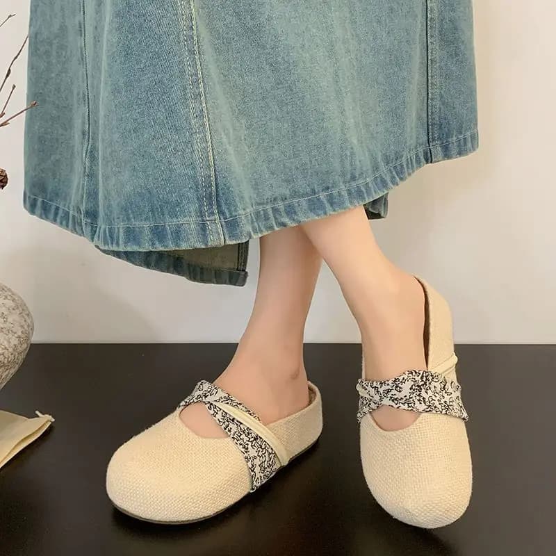 Women's Thick Heel Inner Heightening Sandals Summer Outdoor Wear Headed Half Slippers 2026 New Style Match Skirts...