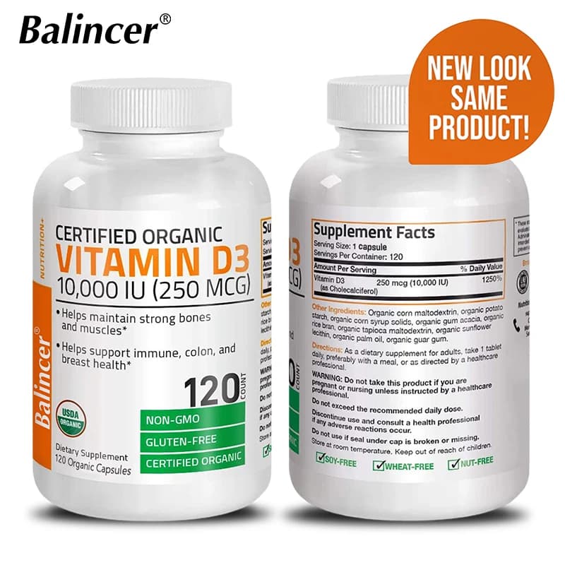 High Potency Vitamin D3 10,000 IU - 120 Vegetarian Capsules - Gluten Free Non-GMO Vitamin D Supplement