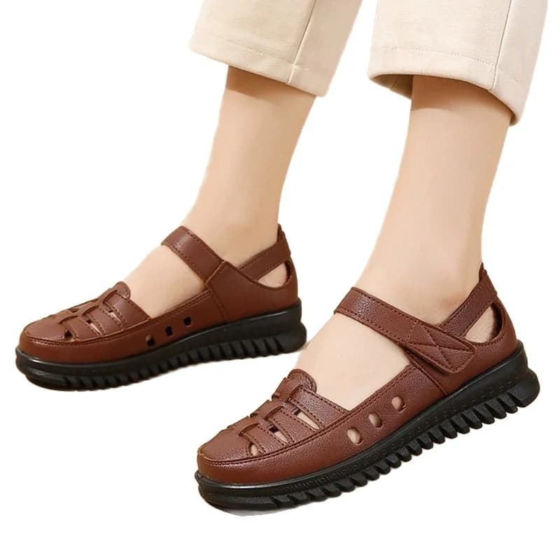 Sandali traforati da donna - Nuove scarpe primavera estate per mamme, con chiusura in velcro, suola morbida, traspiranti e comode, casual