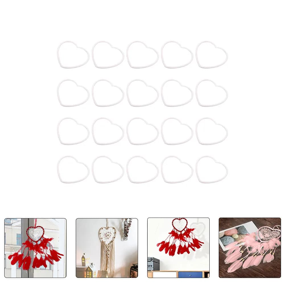 20Pcs Smooth Metal Dream Catcher Rings Heart Shape DIY Craft Supply for Macrame Hoop Wall Hanging Wedding Home Decor Dream