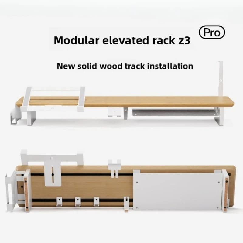 Supporto per Monitor in Legno Massello Moderno, Organizzatore Modulare per Scrivania, Tavoli Ergonomici per Computer Z3 Pro, Sistema per Ufficio Domestico