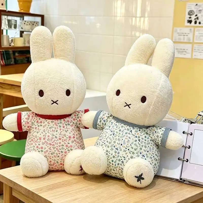 30cm Cute Miffy Rabbit Floral Plush Toy Doll Anime Peripheral Creative Design Sweet Soothing Ornament Doll Kawaii Birthday Gift