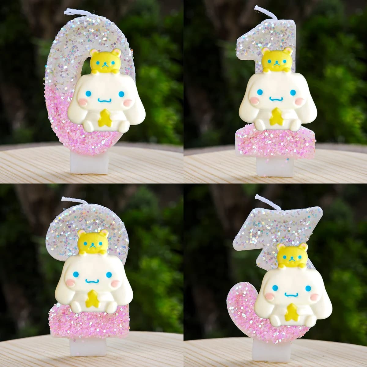 Simpatiche candeline di compleanno a forma di cane Cinnamoroll, decorazioni per torte a tema cartone animato per bambini, ragazze, baby shower e feste di compleanno.