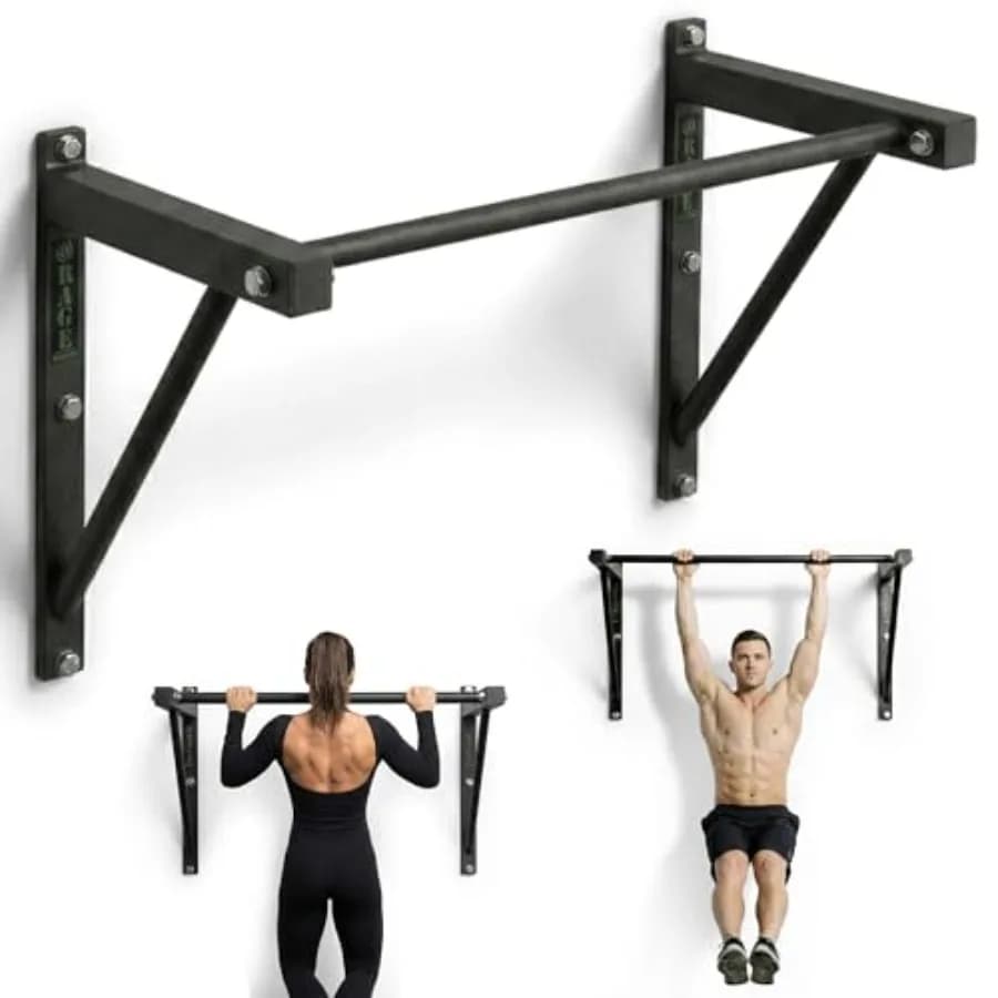 Heavy-Duty Wall Mounted Pull Up Bar for Home Gym Steel Black 500 lbs Capacity, Space Efficient, Upper Body Core Strength