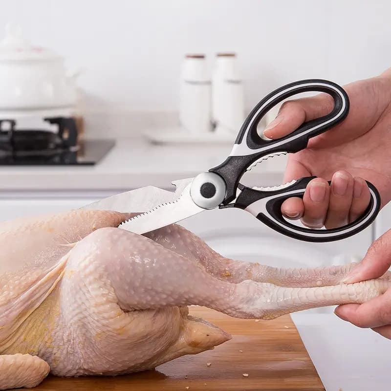 Forbici da cucina in acciaio inossidabile forbici per ossa per uso domestico ali di pollo tritatutto per pesci Clip per apribottiglie utensili da cucina in noce