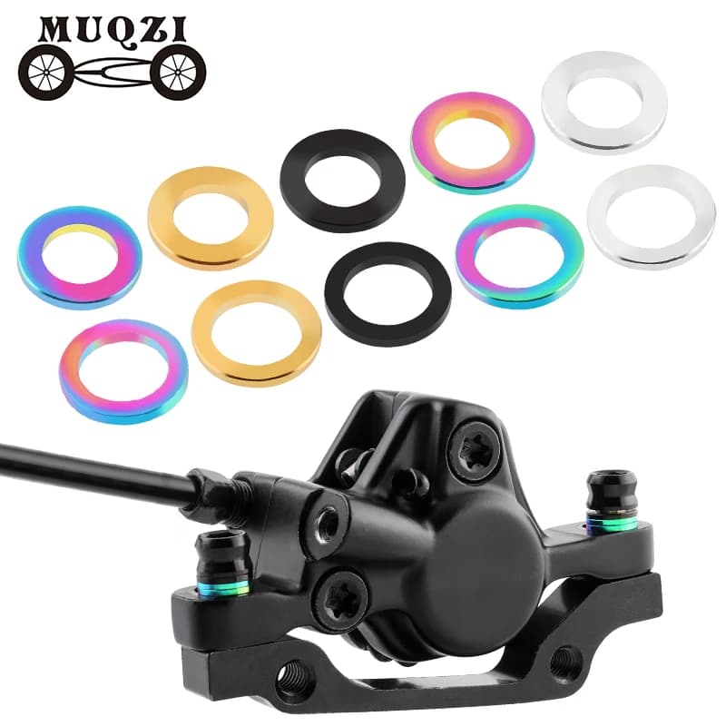 MUQZI 10 pz Rondella di Titanio M5 M6 Per MTB Bici Da Strada Stelo Freno A Disco Reggisella Distanziatori Manovella Pinze Guarnizione