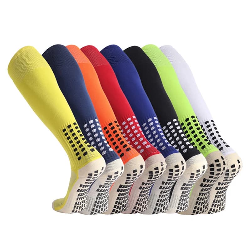 Calzini da calcio lunghi Calzini da calcio da allenamento professionale a tubo lungo da uomo Calzini sportivi con fondo in asciugamano antiscivolo in silicone ispessito
