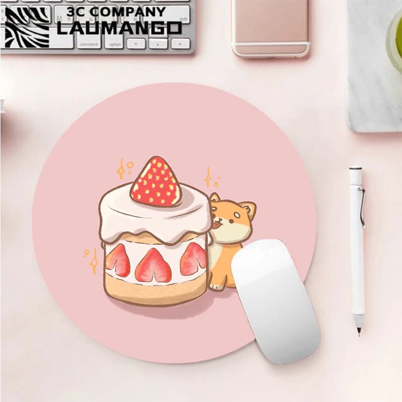 Mausepad Cute Shiba Inu Pad on the Table Gaming Mouse MOUS Round Kawaii Magic Mat Pc Computer Ped Accessories Mause Deskmat Pads