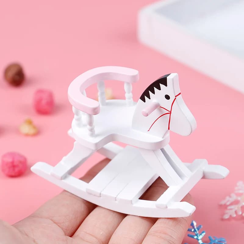 1:12 casa delle bambole in miniatura in legno sedia a dondolo per cavalli mobili per camerette accessori per la casa delle bambole giocattoli per bambini