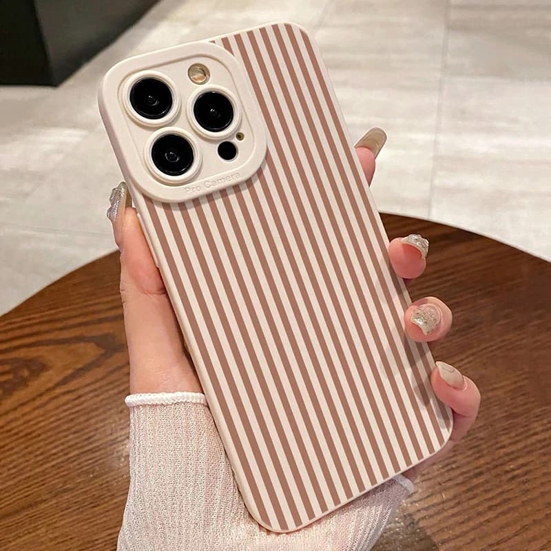 Pink Striped Dust Phone Case for iPhone 11 12 13 14 15 16 17 Pro Max XS XR X 7 8 Plus 16E 17 Air Candy Bumper Cover