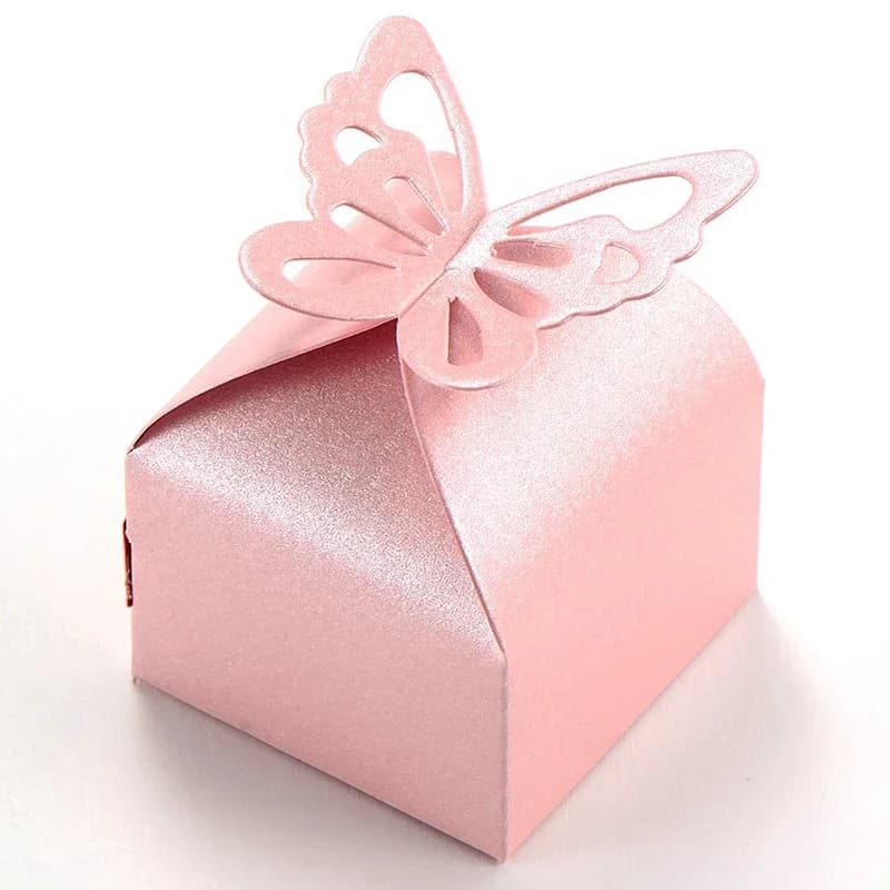 50 pezzi decorazione farfalla rosa Boite A Dragees decorazione di nozze battesimo nascita rosa decorazione festa farfalla confezione regalo di caramelle