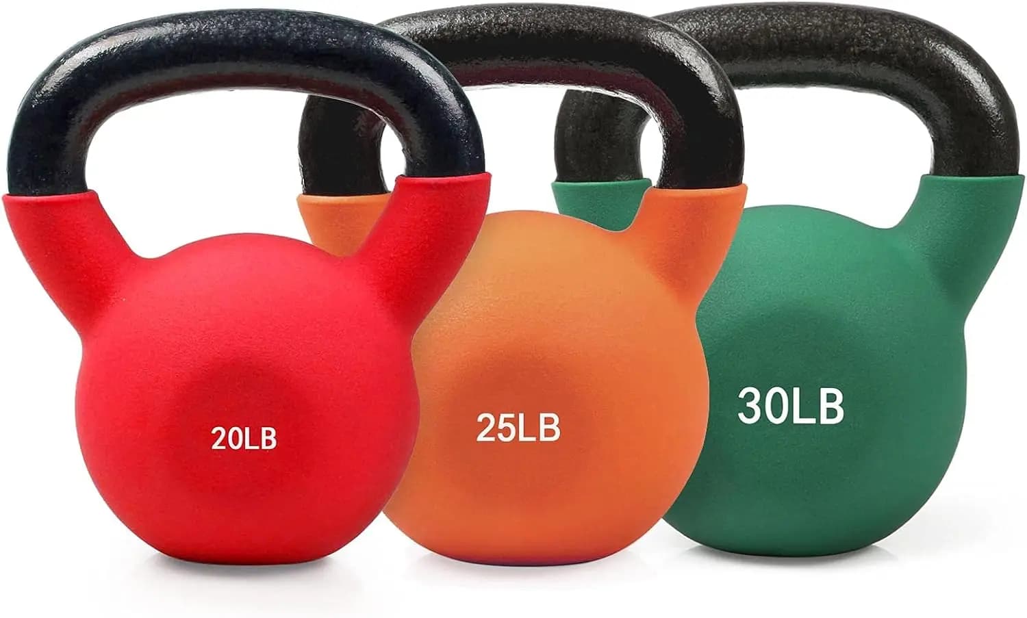 Kettlebell set in Neoprene - 20lb, 25lb, 30lb for Strength Training in Home Gym