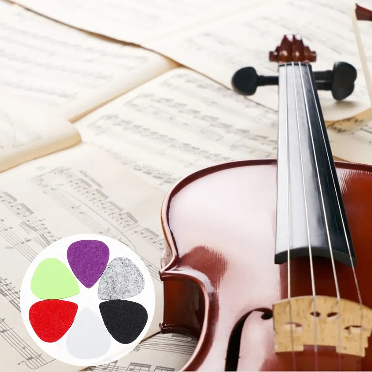 Set di 6 Plettri Professionali in Feltro di Lana per Chitarra e Ukulele, Sottili e Leggeri, Comodi per Chitarra Elettrica e Basso